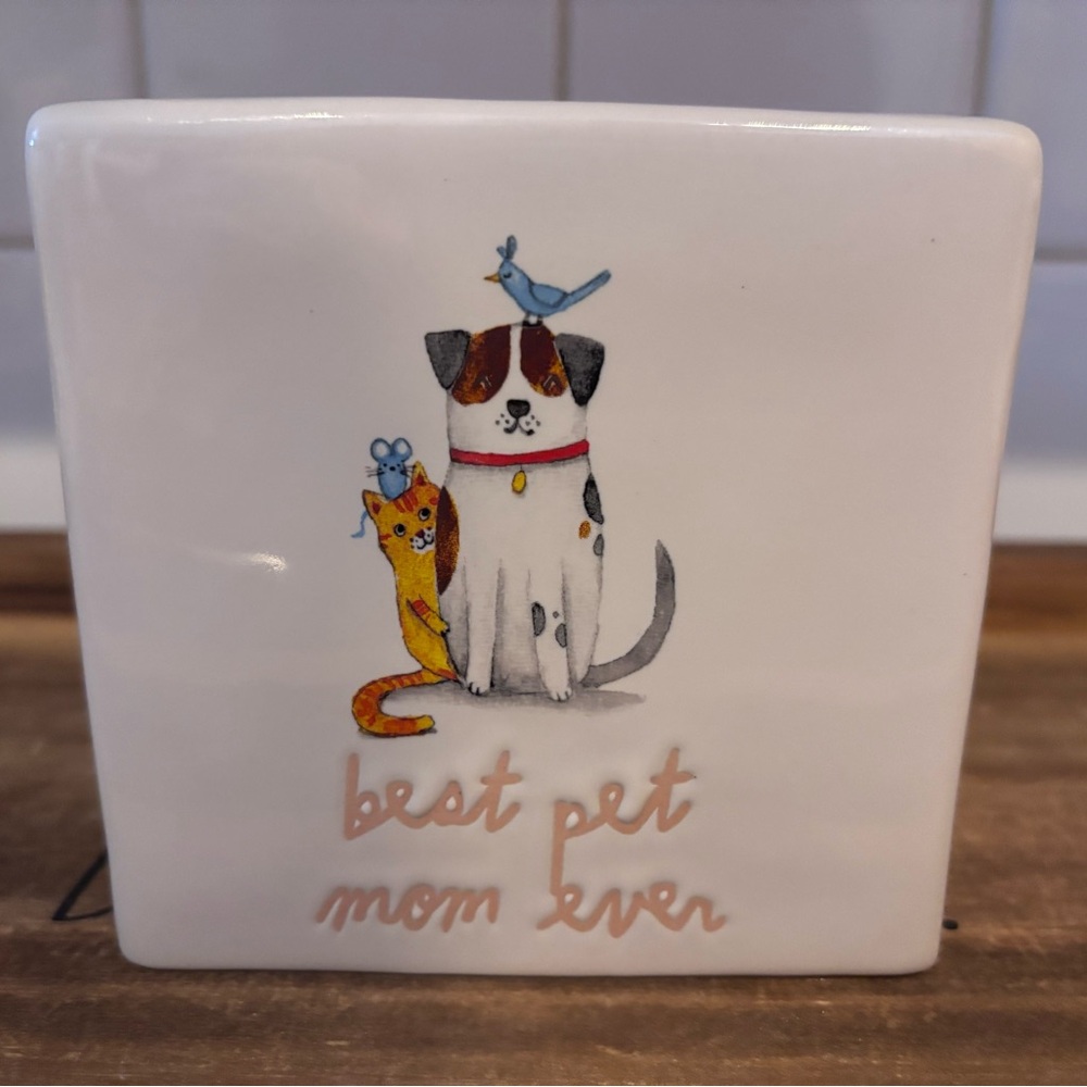 Rae Dunn White Ceramic Block (best pet mom ever)